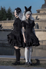 Dark Black High Waisted Ruffled Hanayome Gothic Lolita Dress - Product - 4