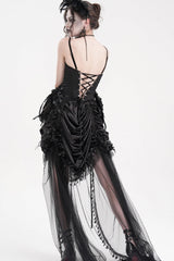 Black Lace Lace-Up Women's Gothic Overbust Corset - Product - 4