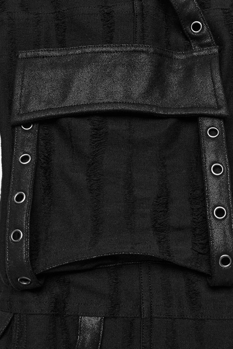 Black Eyelet Pocket Knitted Women's Steampunk Loose Pants - Product - 5