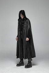Black Print Embroidery Hooded Mens Gothic Coat Cloak - Product - 3