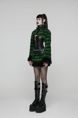 Green Women's Punk Faux Fur Skirt with Belt - Product - 10