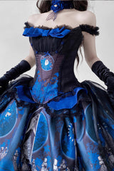 Blue [Dark Moon Corridor] Print Embroidery Gothic Lolita Dress Skirt - Product - 9