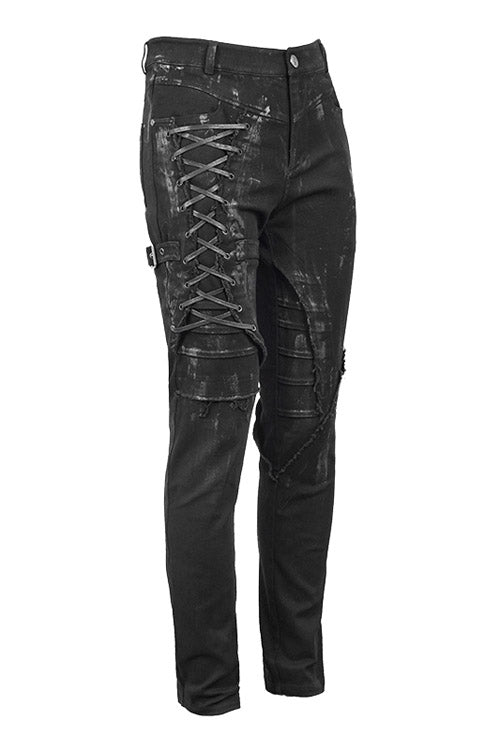 Black Punk Mecha Hand Painted Slim Mens Pants - Product - 2