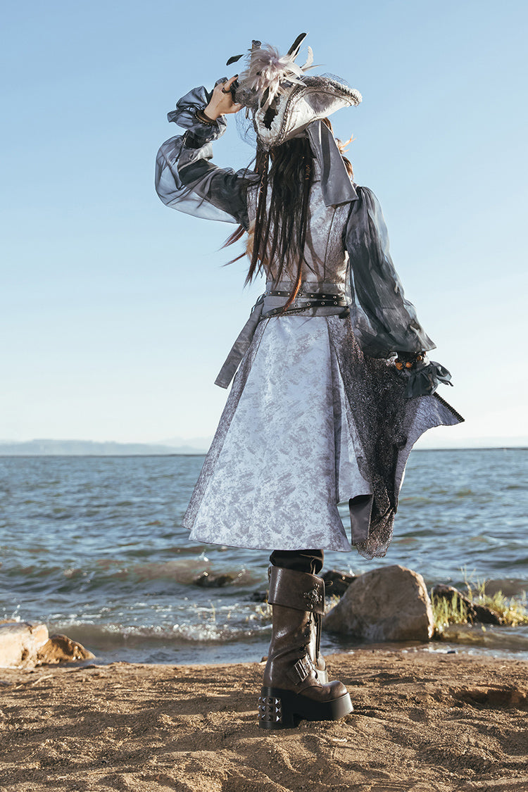 Grey [The Eternal Treasure Route] Sleeveless Vintage Elegant Prince Handsome Ouji Lolita Long Coat - Product - 4