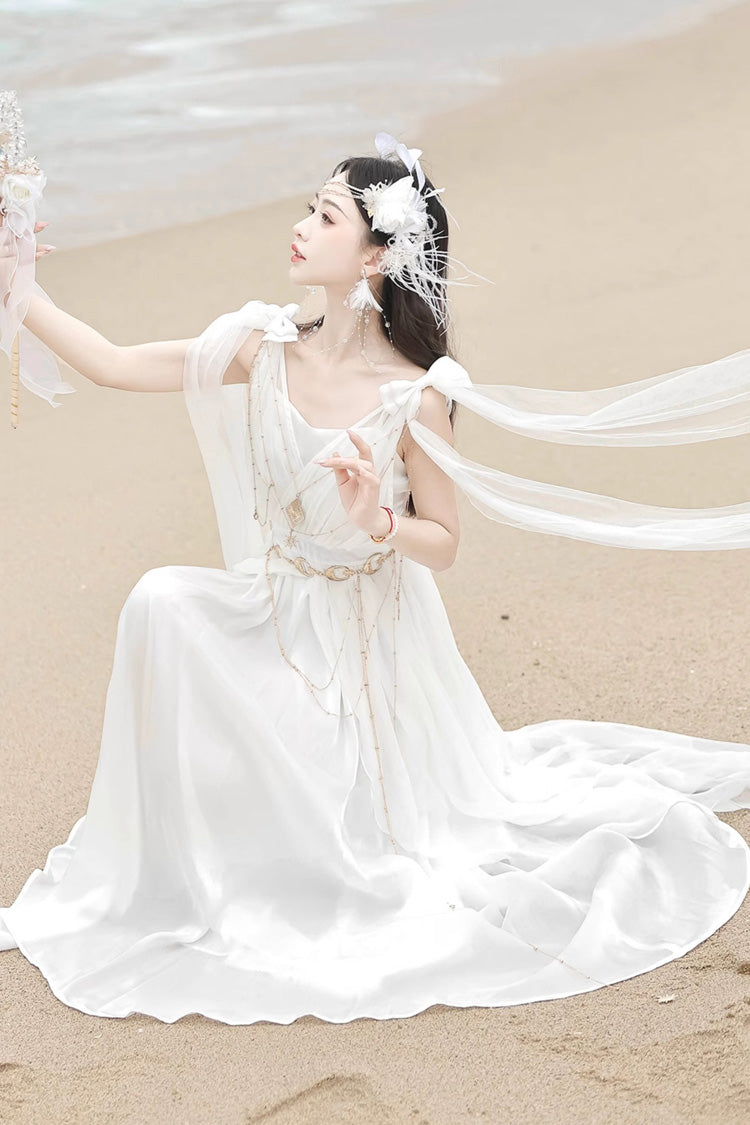 White [Messenger of God] Greek Style Sleeveless Ruffle Elegant Lolita Jsk Dress - Product - 8