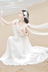 White [Messenger of God] Greek Style Sleeveless Ruffle Elegant Lolita Jsk Dress - Product - 8
