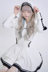 Japanese Long Sleeves Ruffle Bowknot Punk Jirai Kei Sweater Dress 3 Colors - Product - 13