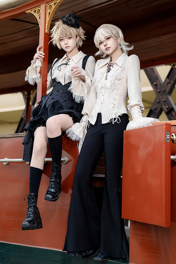 Black [Gold Hunter] Long Sleeves Pirate Style Gothic Shorts - Product - 7