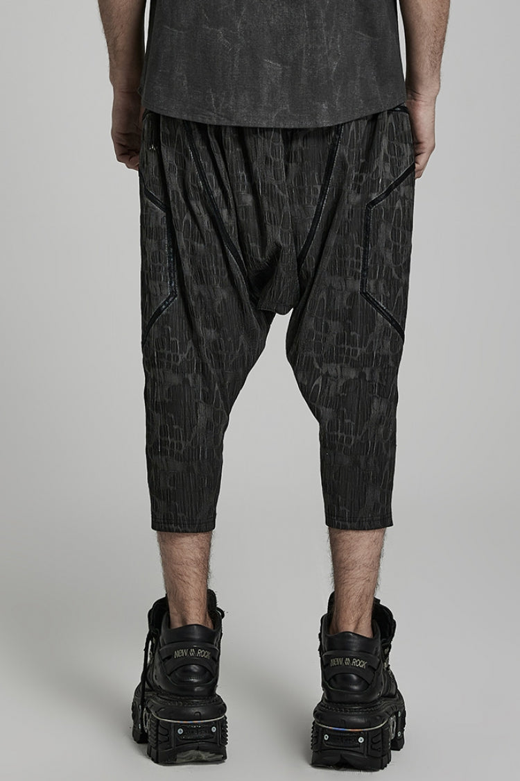 Black Stripes Print Baggy Men's Punk Pants - Product - 3