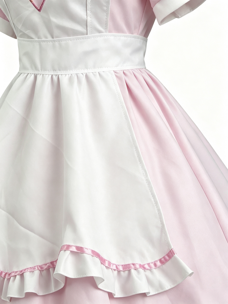 Pink White Sweet Heart Maid Dress Lolita Outfit Cosplay Costume - view 3