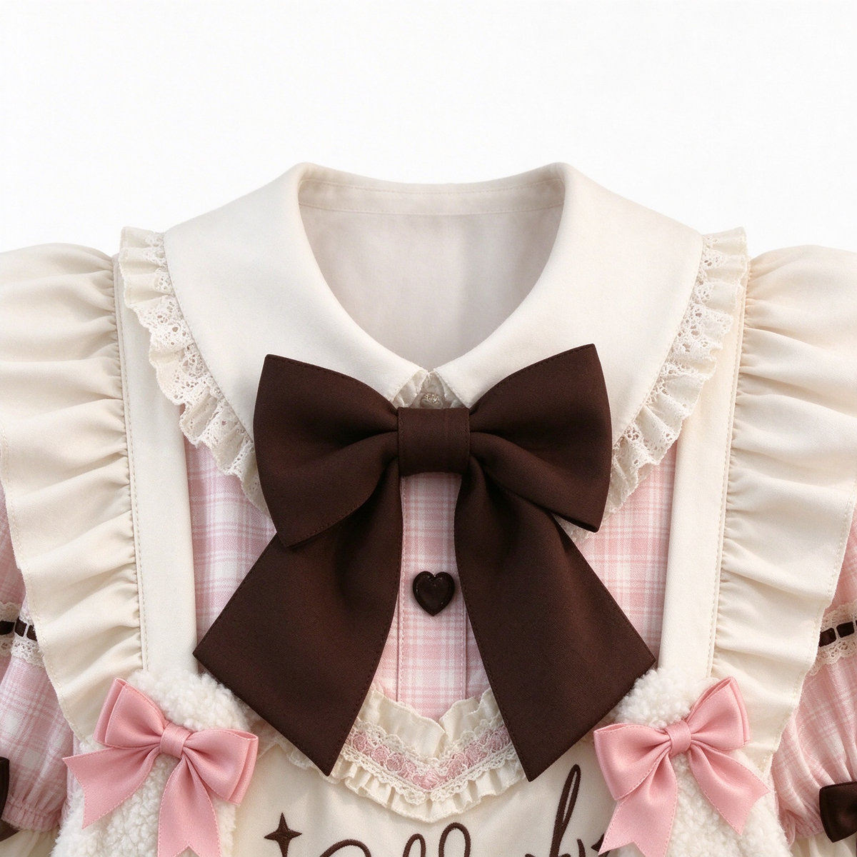 Sweet Plaid and White Lace Maid Lolita Dress with Apron - view 8