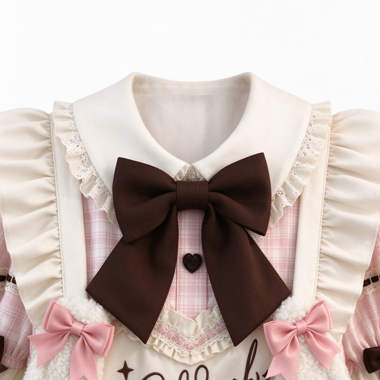 Sweet Plaid and White Lace Maid Lolita Dress with Apron - view 8