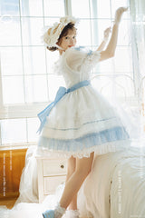 [Moonlight Sonata] Short Sleeves Ruffle Bowknot Lace Sweet Lolita Dress 4 Colors - Product - 7
