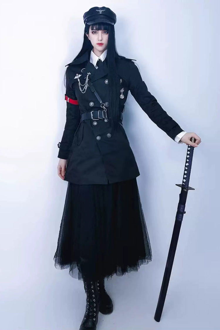 Black [The Judge] Long Sleeves Gothic Military Handsome Ouji Lolita Coat - Black - 1