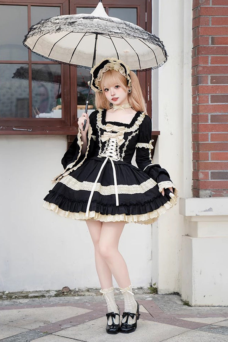 Black Chapter Seventh Night Short Sleeves Multi-layer Ruffle Bowknot Sweet Lolita Dress - Product - 5
