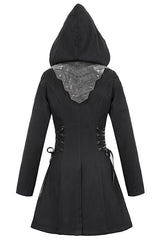 Black Hat Removable Slim Long Womens Gothic Coat - Product - 8