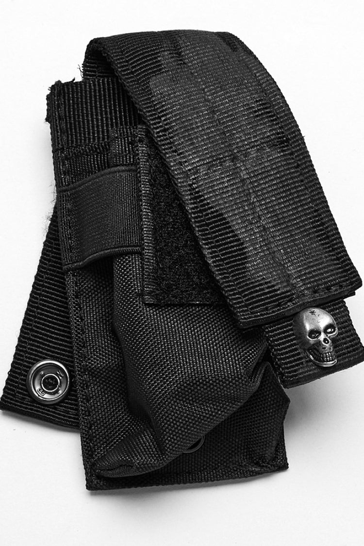 Black Military Style Skull Women's Steampunk Harness with Detachable Pockets - Product - 6
