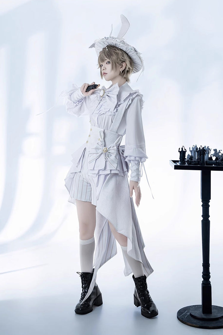 White Rabbit Theater Striped Print Ouji Fashion Handsome Lolita Shorts - Product - 7