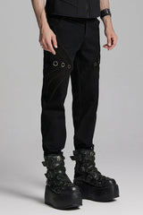 Black Men's Gothic Ring Skull Pants - Product - 2