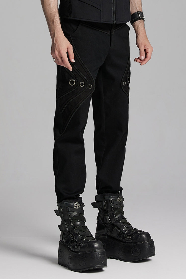 Black Men's Gothic Ring Skull Pants - Product - 2
