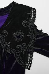 Black/Velvet Doll Collar Long Sleeves Gradient Embroidery Women's Gothic Prom Dress - Product - 5
