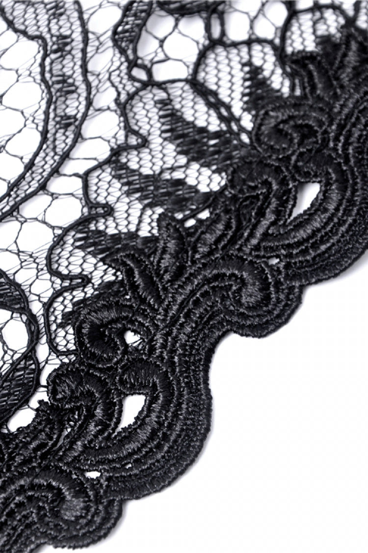 Black Off Shoulder Sheer Lace Long Trumpet Chiffon Sleeves Cut-Out Women's Gothic Capelet - Product - 20