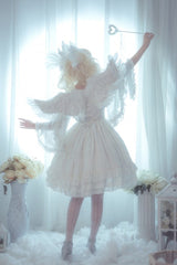 [Wishing Stars] Double-Layered Ruffle Bowknot Lace-Up Gothic Lolita Jsk Dress Version 1 - Product - 7