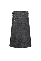 Black Print Chain Multi Buckle Men's Gothic Skirt - Product - 8