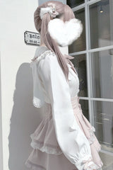 Rabbit Ears Long Sleeves Bowknot Lace Sweet Jirai Kei Japanese Blouse 3 Colors - Product - 8