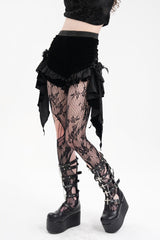 Black Plumed Ruffle Mesh Women's Gothic Shorts - Product - 4