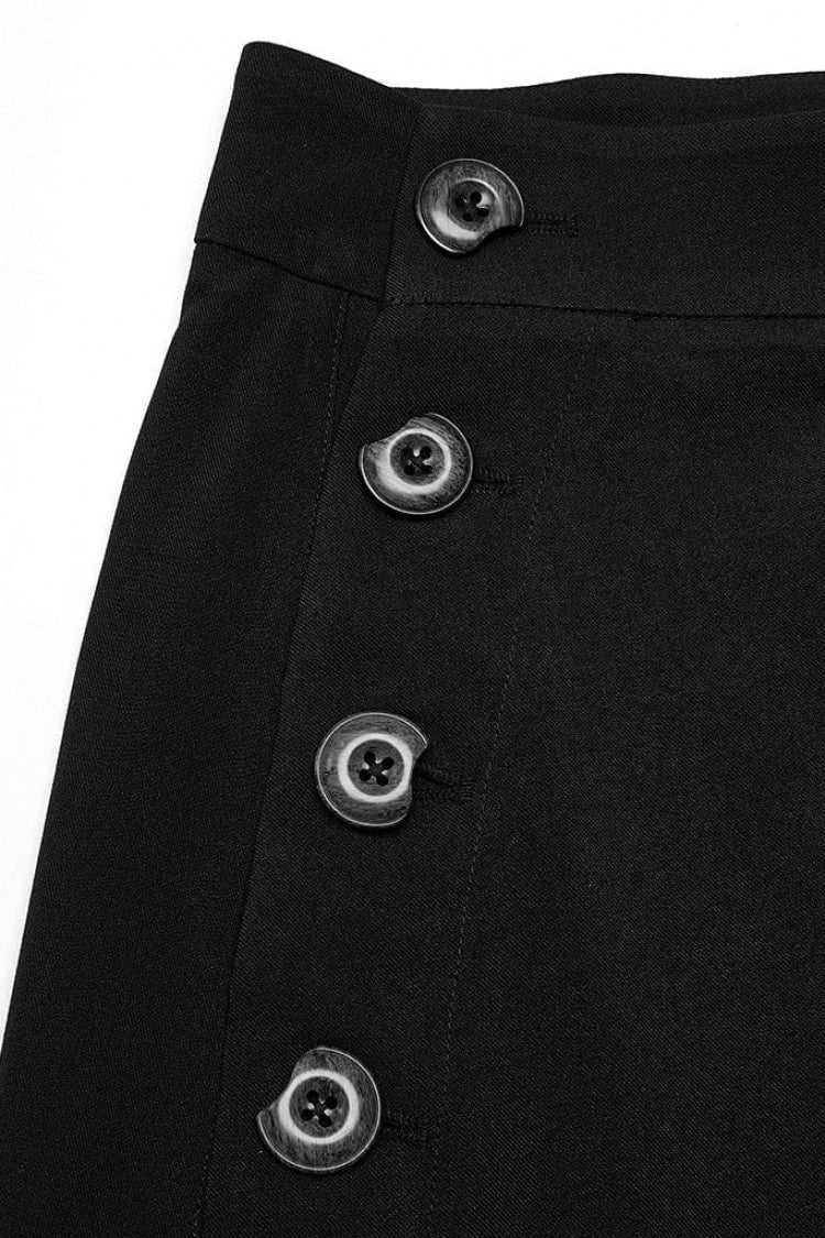 Black Irregular Ruched Women's Gothic Skirt - Product - 7