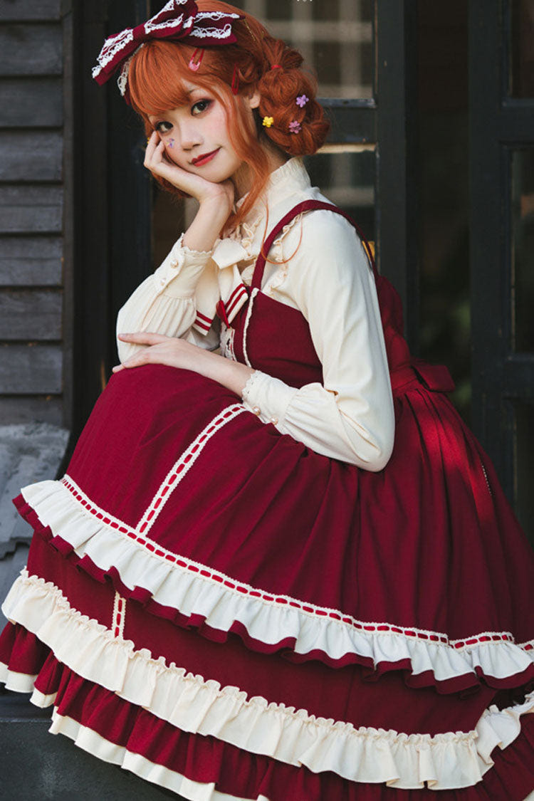 Court Style High Waisted Bowknot Ruffled Multi-Layer Classic Lolita Jsk Dress - Product - 3