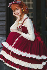 Court Style High Waisted Bowknot Ruffled Multi-Layer Classic Lolita Jsk Dress - Product - 3