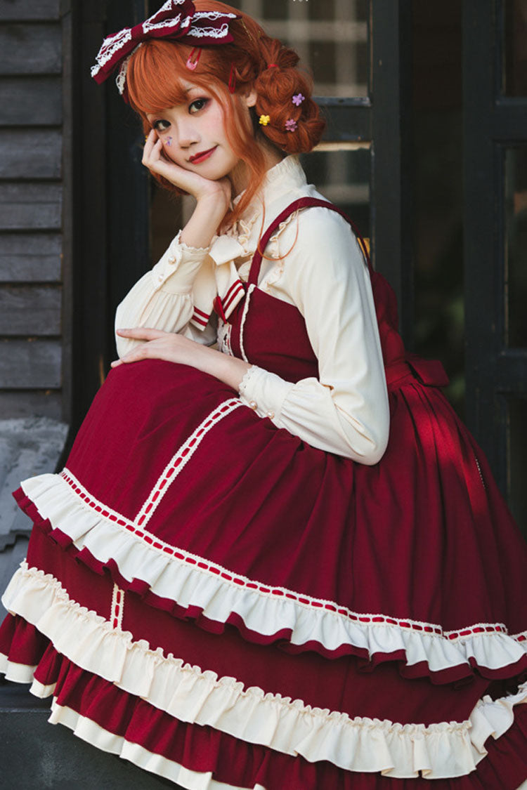 Court Style High Waisted Bowknot Ruffled Multi-Layer Classic Lolita Jsk Dress - Product - 3