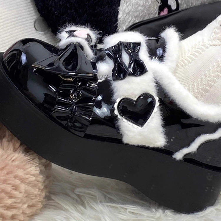 Plush and Thickened Bowknot Sweet Lolita Shoes 5 Colors - Product - 8