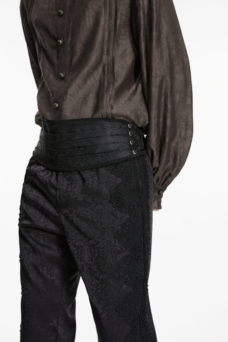 Black Embroidered Pleated Men's Gothic Accessory - Product - 7