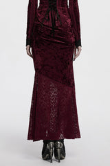 Red Batwing Hollow Embroidery Stitching Lace Women's Gothic Fishtailed Skirt - Product - 3