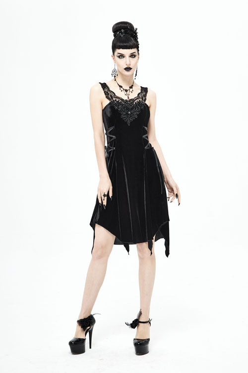 Black Sharp Angled Irregular Hem Gothic Dress - Product - 3