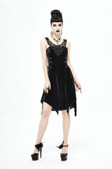 Black Sharp Angled Irregular Hem Gothic Dress - Product - 3