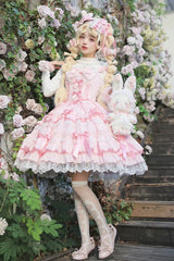 Sweet Multi-Layered Ruffle Bowknot Lace Princess Ballet Lolita Jsk Dress 4 Colors - Product - 10