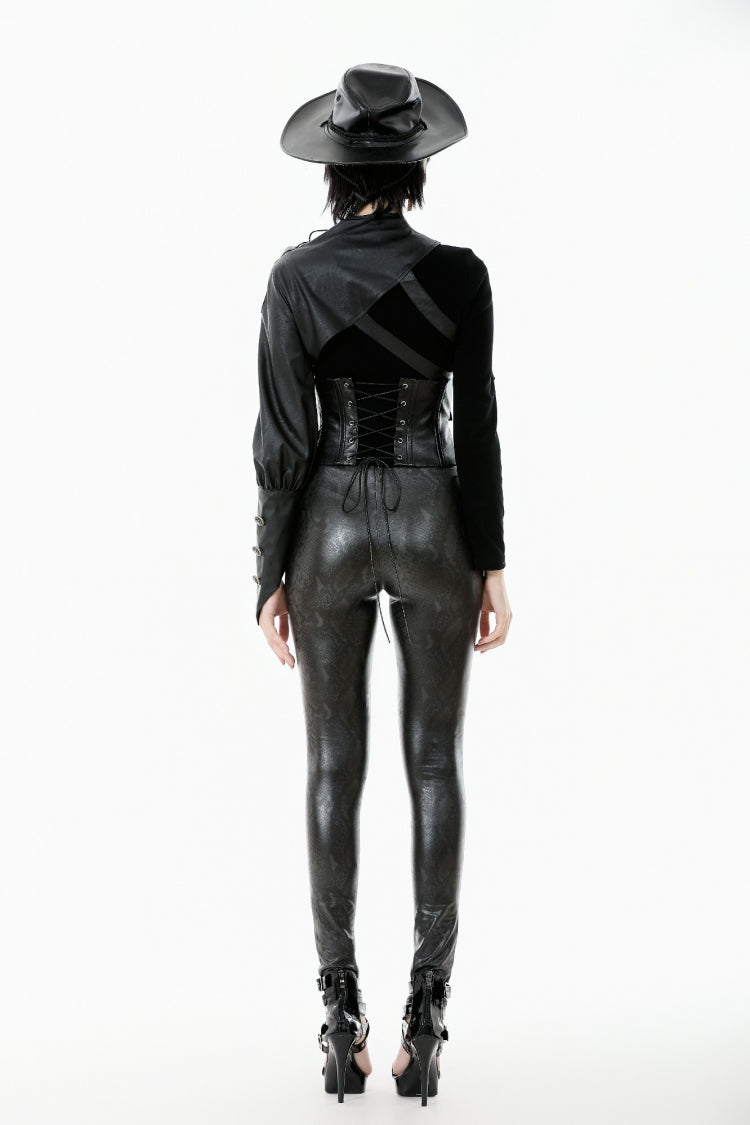 Black Cut-Out Asymmetric Buckled Zippered Women's Punk Cape - Product - 4