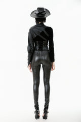 Black Cut-Out Asymmetric Buckled Zippered Women's Punk Cape - Product - 4
