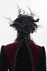 Black Men's Gothic Rose Leaf Branch Hat - Product - 10