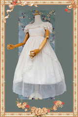 Apricot [Moon goddess *Mediana*] Polka Dot Print Ruffle Bowknot Asymmetric Sweet Elegant Lolita Dress - Product - 13