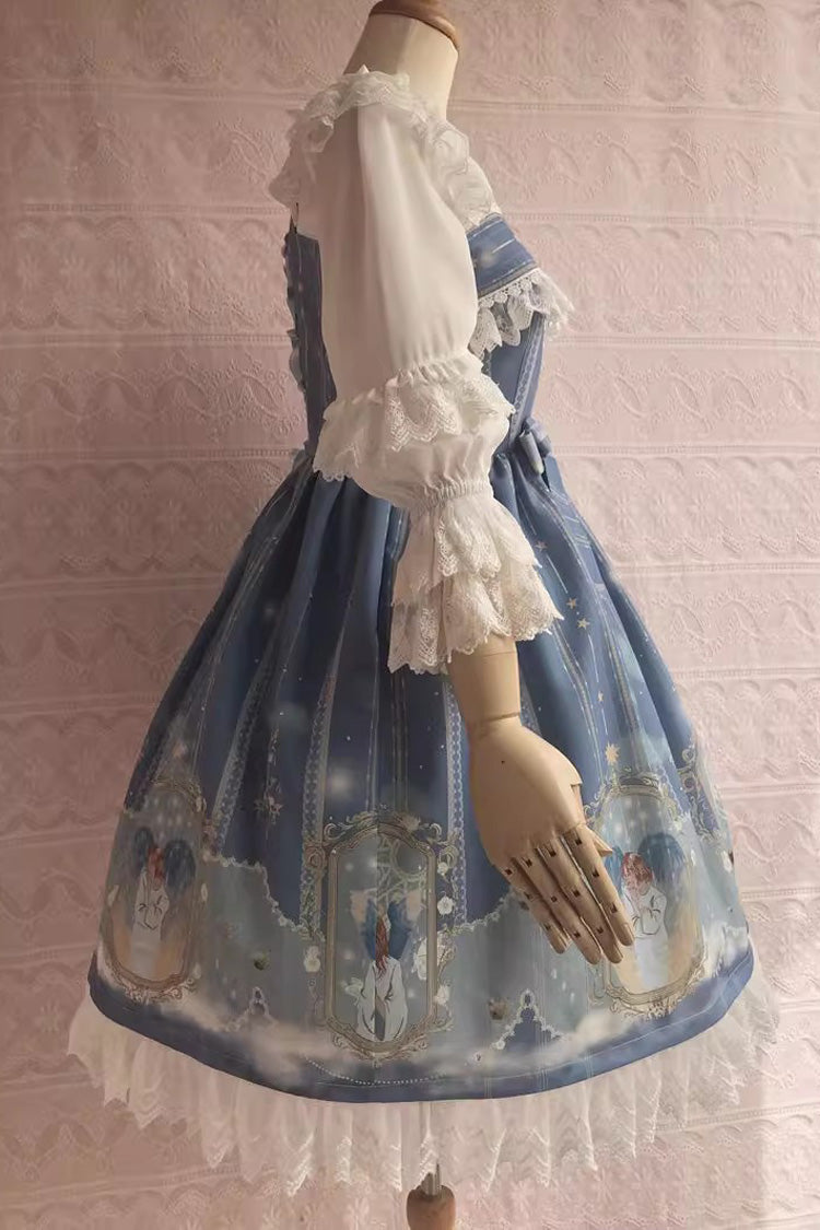 Blessing of Oriel Print Ruffle Bowknot Stitching Lace Sweet Lolita Jsk Dress 4 Colors - Product - 8