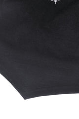 Black Long Sleeves Irregular Strappy Bat Women's Punk Crop Top - Product - 18