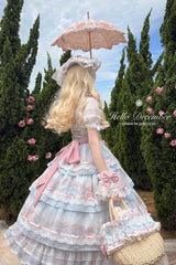 Multi-Color [Rose Flower Cage] Print Triple-Layered Ruffle Bowknot Sweet Elegant Lolita Jsk Dress - Product - 7