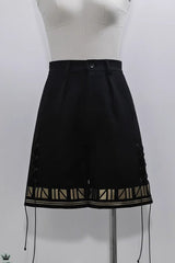 Black [Black Cat] Print Embroidery Ouji Gothic Vintage Prince Handsome Lolita Shorts - Black - 1
