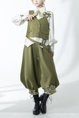 Matcha Green Cute and Handsome Secret Morning Post Series Ouji Lolita Vest - Green - 1