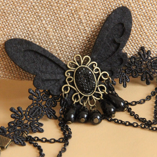 Black Lace Retro Female Gothic Lolita Bracelet Ring - Product - 5